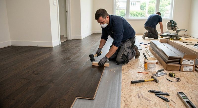 Dark Wood Floor Installation in Tomball, TX